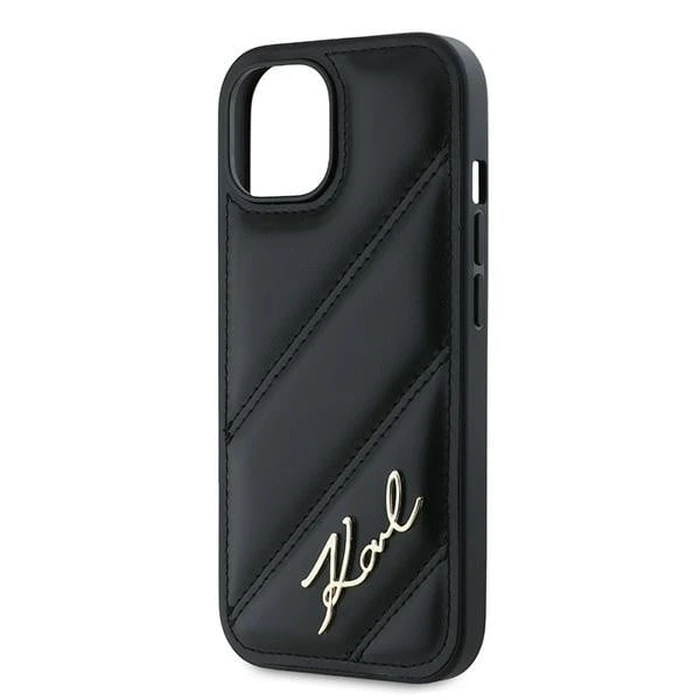 Karl Lagerfeld KLHCP14SPQDSMGK Apple iPhone 14 / 15 / 13 hardcase Diagonal Quilted Script black