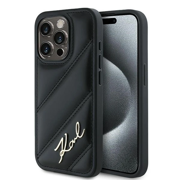 Karl Lagerfeld KLHCP14XPQDSMGK Apple iPhone 14 Pro Max hardcase Diagonal Quilted Script black