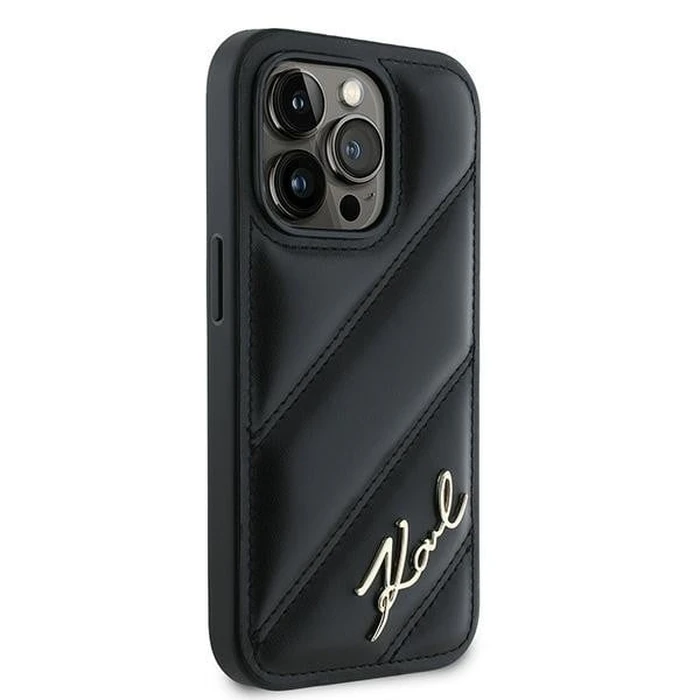 Karl Lagerfeld KLHCP14XPQDSMGK Apple iPhone 14 Pro Max hardcase Diagonal Quilted Script black