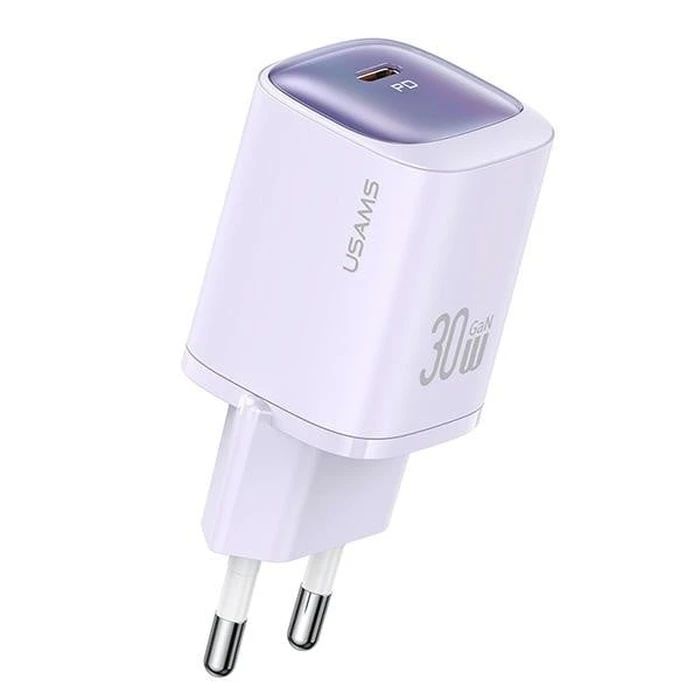 USAMS CC251 wall charger USB-C 30W GaN Fast Charging HC Series purple