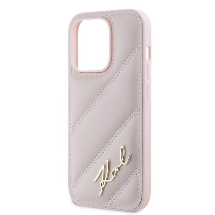 Karl Lagerfeld KLHCP14XPQDSMGP Apple iPhone 14 Pro Max hardcase Diagonal Quilted Script pink