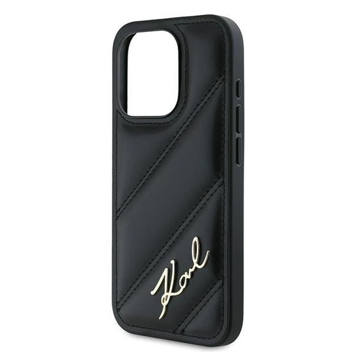 Karl Lagerfeld KLHCP15LPQDSMGK Apple iPhone 15 Pro hardcase Diagonal Quilted Script black