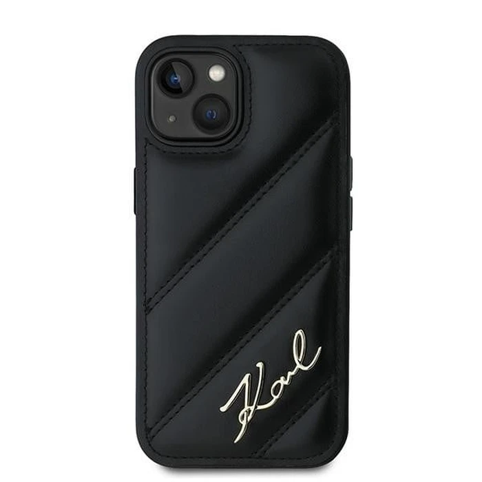 Karl Lagerfeld KLHCP15MPQDSMGK Apple iPhone 15 Plus / 14 Plus hardcase Diagonal Quilted Script black