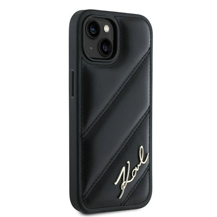 Karl Lagerfeld KLHCP15MPQDSMGK Apple iPhone 15 Plus / 14 Plus hardcase Diagonal Quilted Script black