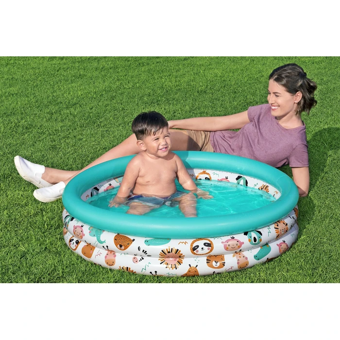 Bestway Παιδική Στρογγυλή Πισίνα PVC 101lt Φουσκωτή 102x25εκ. Λευκή 51008
