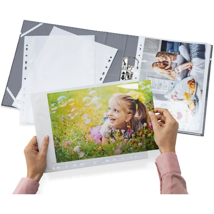 Herma Plastic Photo Sleeves 'P' Type with Holes, 10 pcs, 20x30 cm (Fotophan 7589)