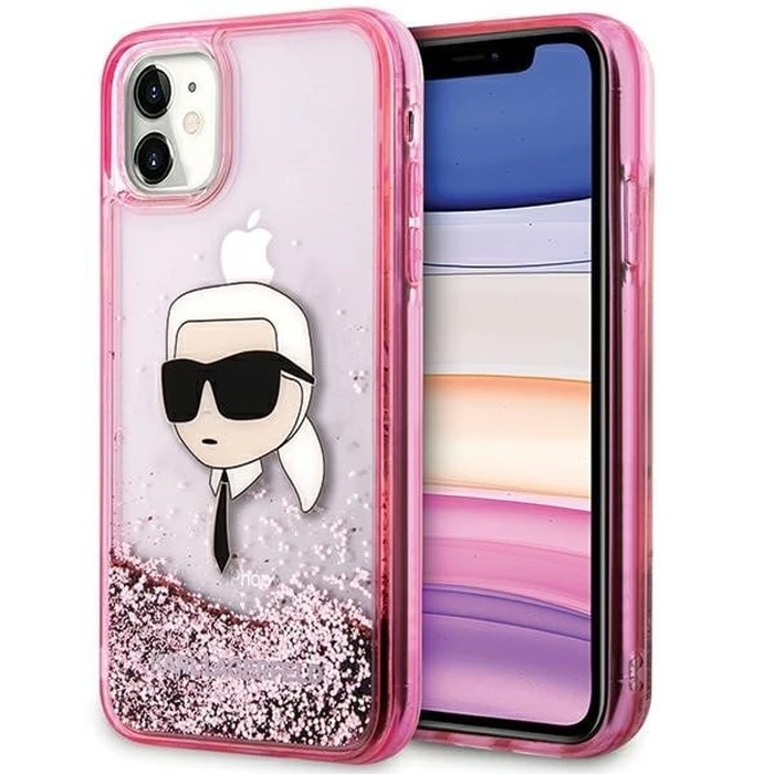 Karl Lagerfeld KLHCN61LNKHCP Apple iPhone 11/XR hardcase Glitter Karl Head pink
