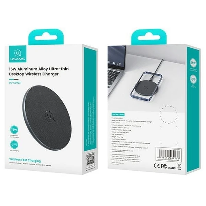 USAMS US-CD223 15W wireless charger black