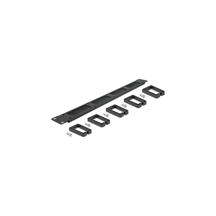 DELOCK 19" Cable Management Brush Strip with 5 Cable Guides, 1U, Black