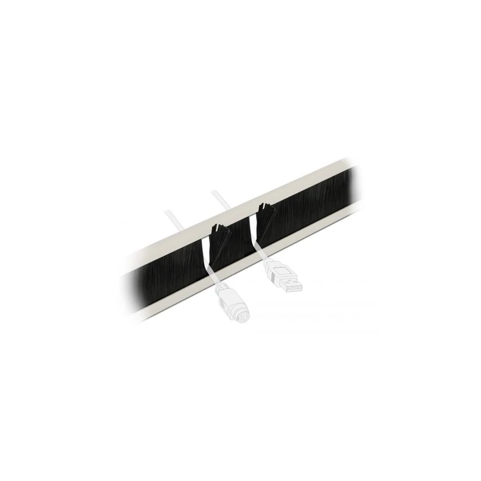 DELOCK 19" Cable Management Brush Strip tool-free 2 HE gray