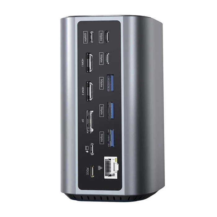 BlitzWolf USB-C Docking Station with HDMI/DisplayPort 4K PD Ethernet 3-Monitor Support Grey (BW-TH15)