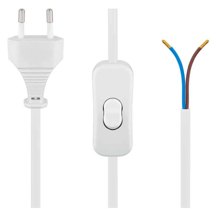 Καλώδιο Τροφοδοσίας Goobay 51349, 2x0.75mm², με διακόπτη, 1.5m, λευκό