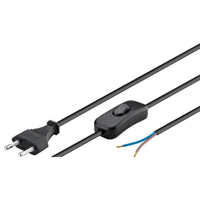 Καλώδιο Τροφοδοσίας Goobay 51350, 2x0.75mm², με διακόπτη, 1.5m, μαύρο