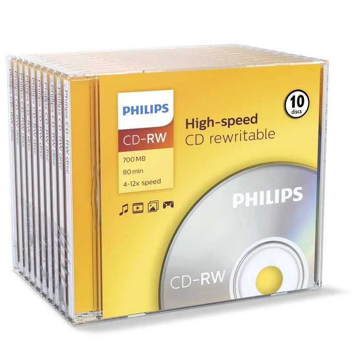 Philips Rewritable CD-RW 12x 700MB 80min 10-pack CW7D2NJ10/00