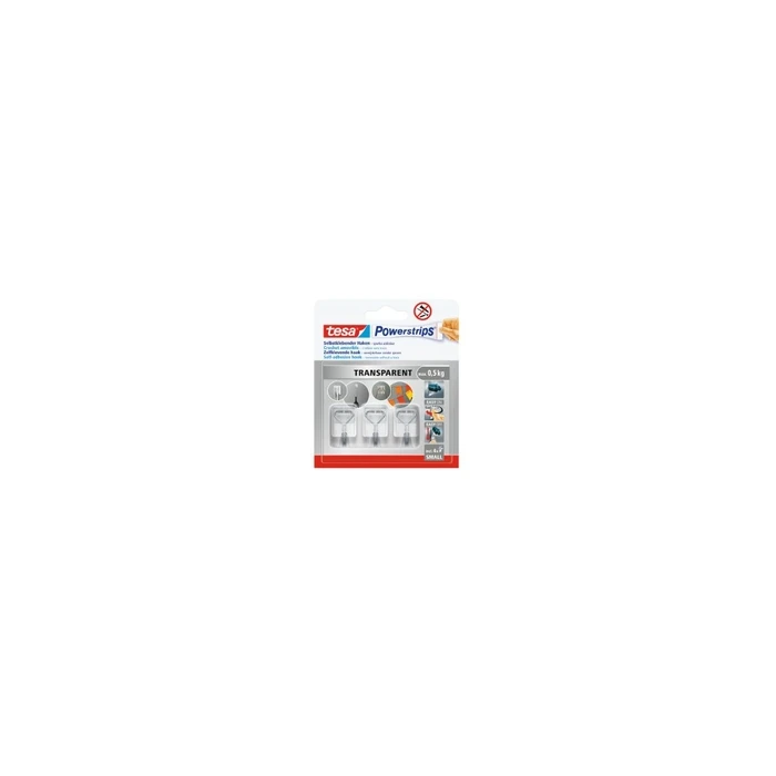 tesa Powerstrips Wire Hooks 0.5 kg self-adhesive transparent (3 pcs)