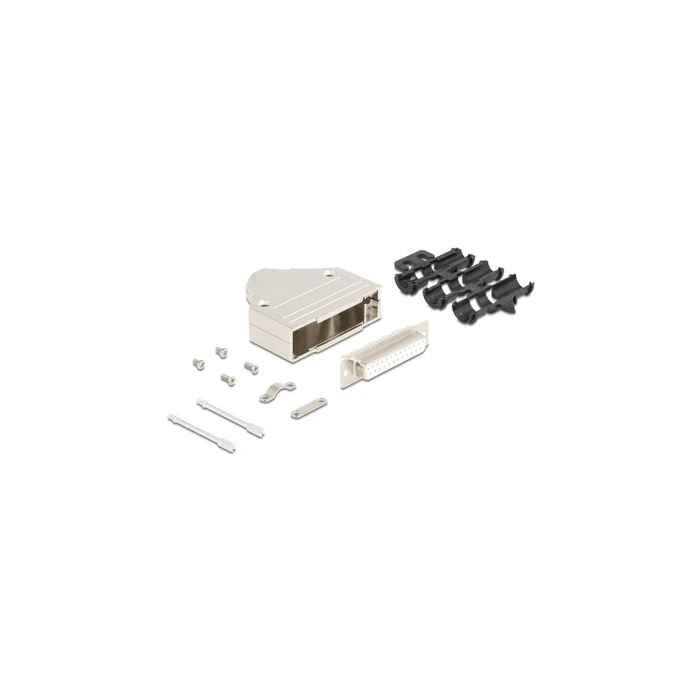 Delock Sub-D 25‑pin Metal Connector Housing (Female) with Socket, Solder Pins and Mounting Kit (MPN 67135)