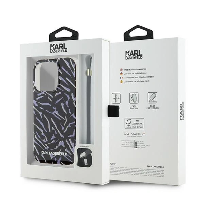 Case Karl Lagerfeld KLHCP15XHZBPKCCU Apple iPhone 15 Pro Max Zebra With Cord purple/purple