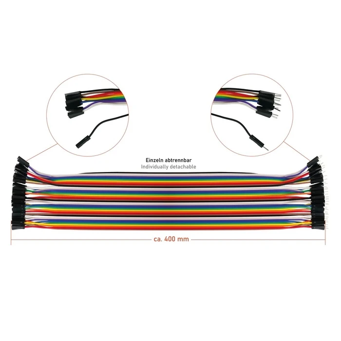 Kabelmeister Jumper Wire 40-Pin separable wires for Arduino/Raspberry Pi, 3-piece set (female-female / male-female / male-male), 40 cm, JW40-040-SET