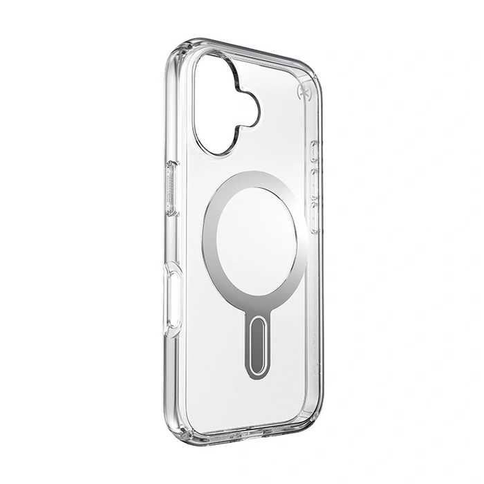 Case Speck Presidio Perfect-Clear ClickLock & MagSafe Apple iPhone 16 (Clear / Chrome Finish / Serene Silver)