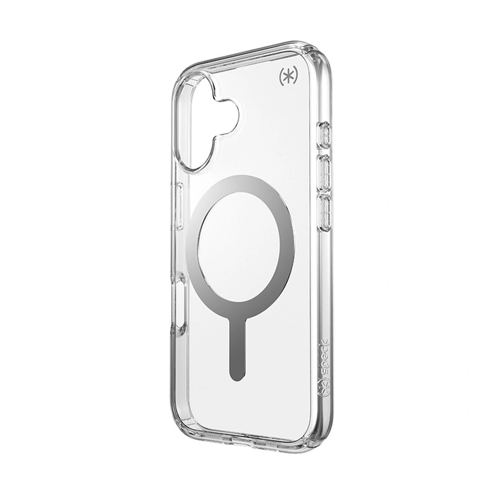 Case Speck Presidio Perfect-Clear MagSafe Apple iPhone 16 (Clear / Chrome Finish / Serene Silver)