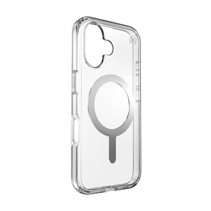 Case Speck Presidio Perfect-Clear MagSafe Apple iPhone 16 (Clear / Chrome Finish / Serene Silver)