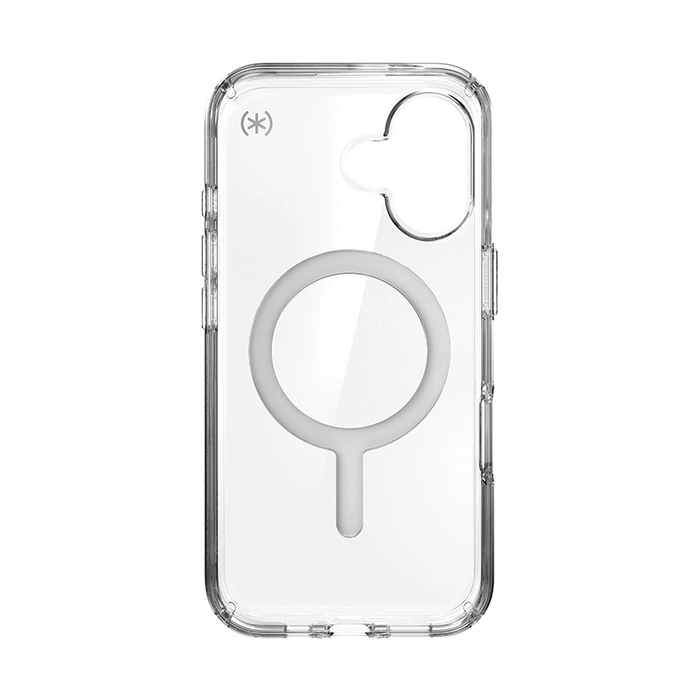 Case Speck Presidio Perfect-Clear MagSafe Apple iPhone 16 (Clear / Chrome Finish / Serene Silver)