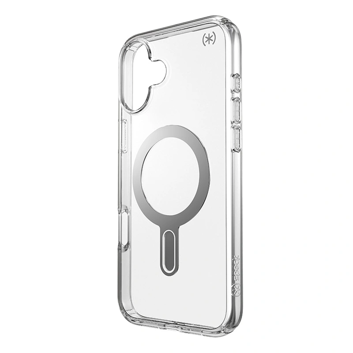 Case Speck Presidio Perfect-Clear ClickLock & MagSafe Apple iPhone 16 Plus (Clear / Chrome Finish / Serene Silver)