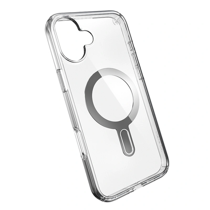 Case Speck Presidio Perfect-Clear ClickLock & MagSafe Apple iPhone 16 Plus (Clear / Chrome Finish / Serene Silver)
