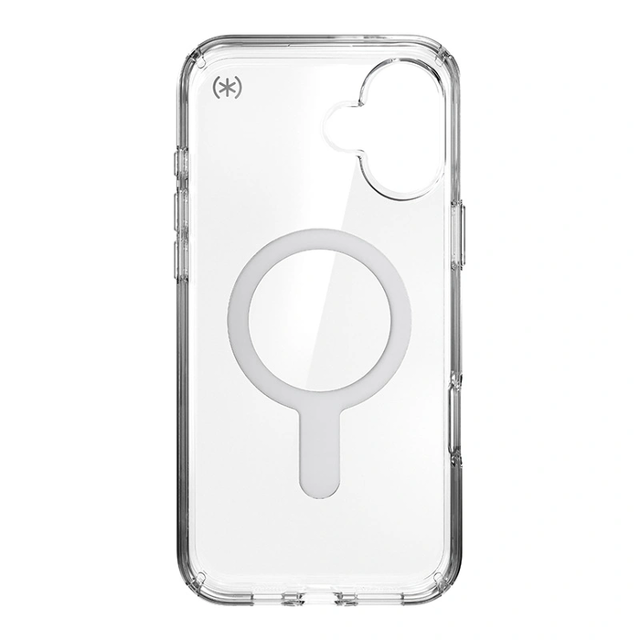 Case Speck Presidio Perfect-Clear ClickLock & MagSafe Apple iPhone 16 Plus (Clear / Chrome Finish / Serene Silver)