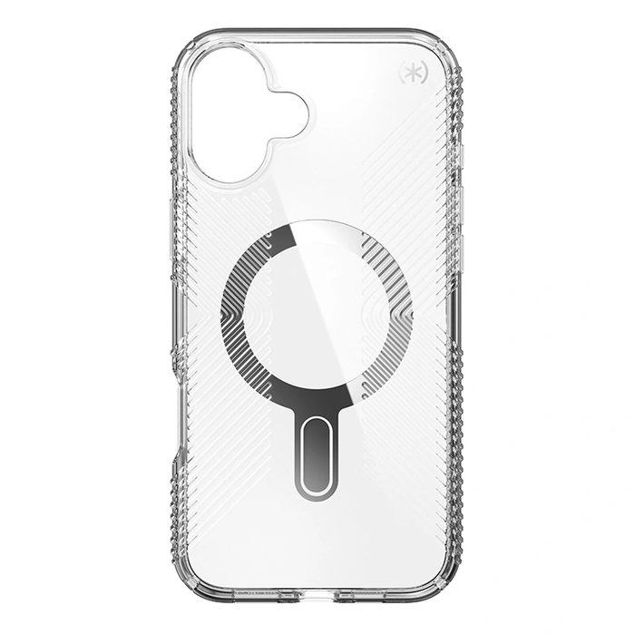 Case Speck Presidio Perfect-Clear Grip ClickLock & MagSafe Apple iPhone 16 Plus (Clear / Chrome Finish / Serene Silver)