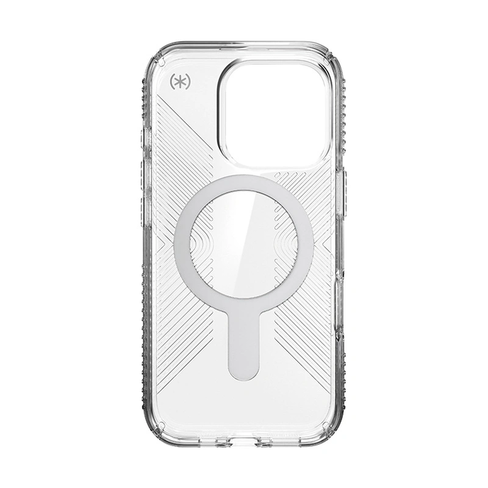 Case Speck Presidio Perfect-Clear Grip ClickLock & MagSafe Apple iPhone 16 Pro (Clear / Chrome Finish / Serene Silver)