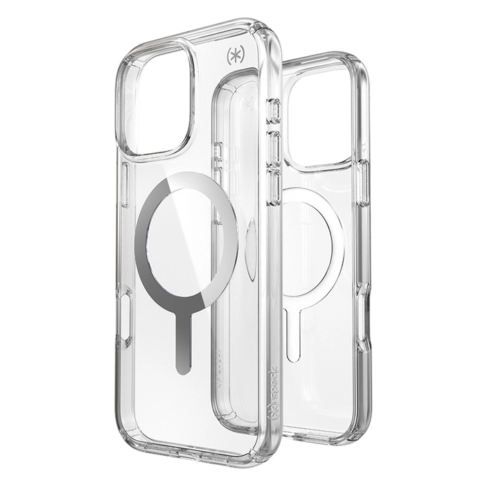 Case Speck Presidio Perfect-Clear MagSafe Apple iPhone 16 Pro Max (Clear / Chrome Finish / Serene Silver)