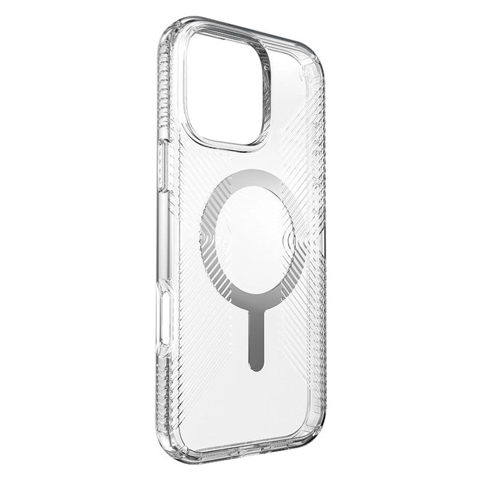 Case Speck Presidio Perfect-Clear Grip MagSafe Apple iPhone 16 Pro Max (Clear / Chrome Finish / Serene Silver)