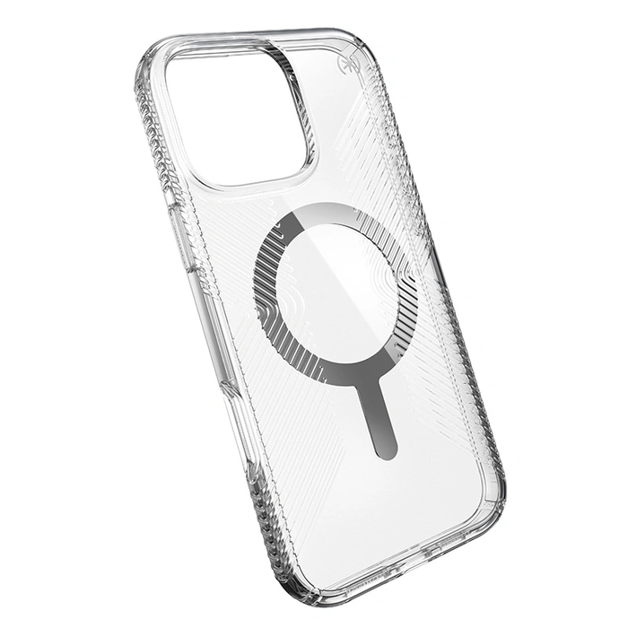 Case Speck Presidio Perfect-Clear Grip MagSafe Apple iPhone 16 Pro Max (Clear / Chrome Finish / Serene Silver)