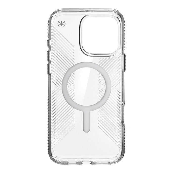 Case Speck Presidio Perfect-Clear Grip MagSafe Apple iPhone 16 Pro Max (Clear / Chrome Finish / Serene Silver)