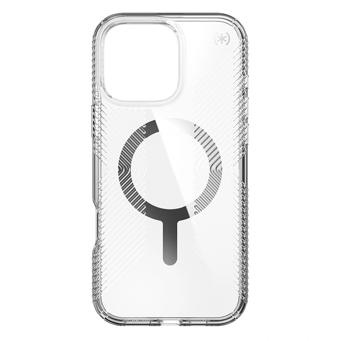 Case Speck Presidio Perfect-Clear Grip MagSafe Apple iPhone 16 Pro Max (Clear / Chrome Finish / Serene Silver)