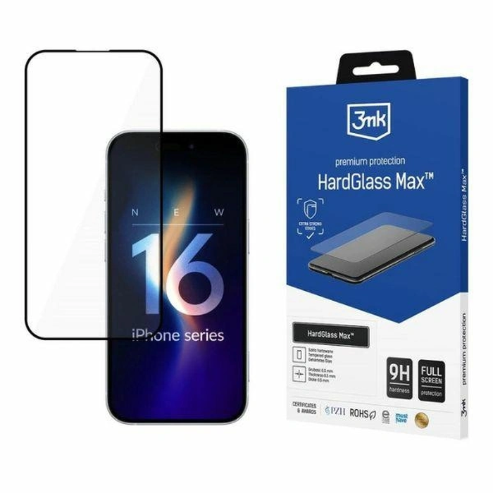 Tempered glass 3MK HardGlass Max Apple iPhone 16 Plus black