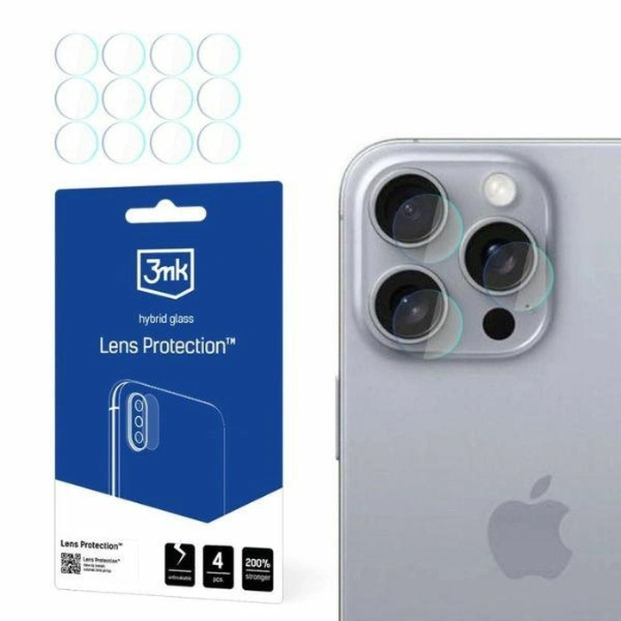 Hybrid glass for camera lens 3MK Lens Protect Apple iPhone 16 Pro [4 PACK]