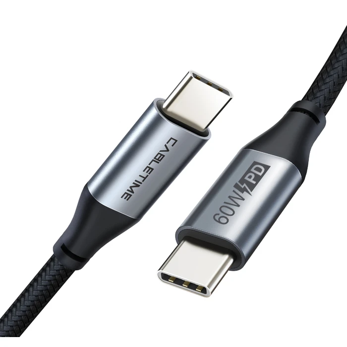 Καλώδιο USB Cabletime Type-C C160, PD 60W, 3Α, 1m, γκρι