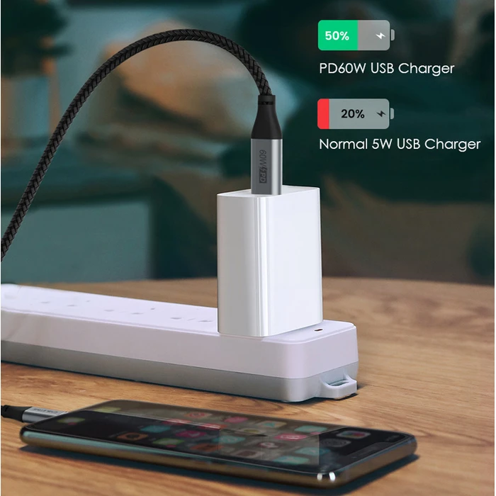 Καλώδιο USB Cabletime Type-C C160, PD 60W, 3Α, 1m, γκρι