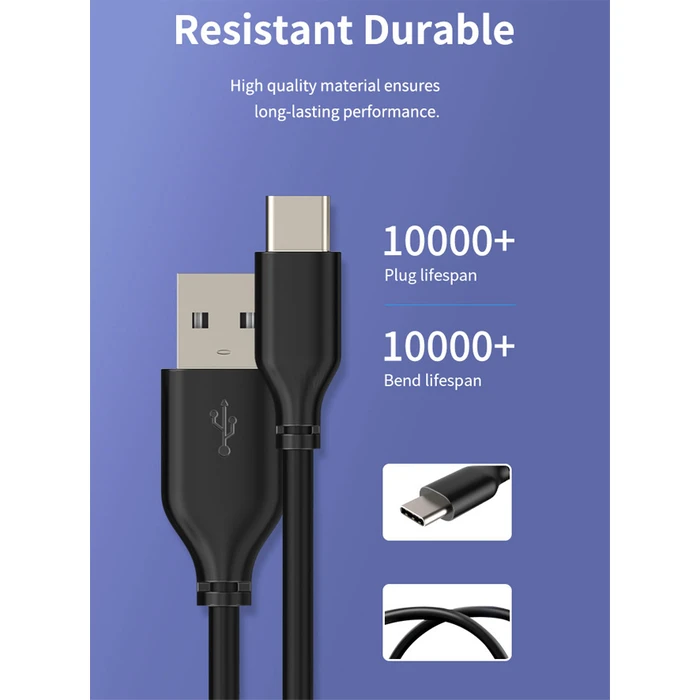 Καλώδιο USB Cabletime USB 2.0 σε Type-C C160, 5V 3A, 1m, μαύρο