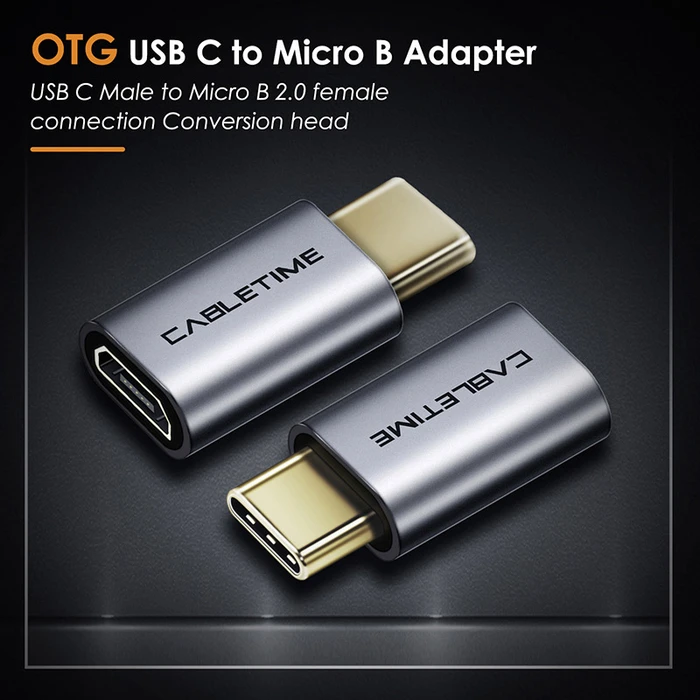 Αντάπτορας USB-C Cabletime σε micro USB CT-CMMCBF, 480Mbps, γκρι