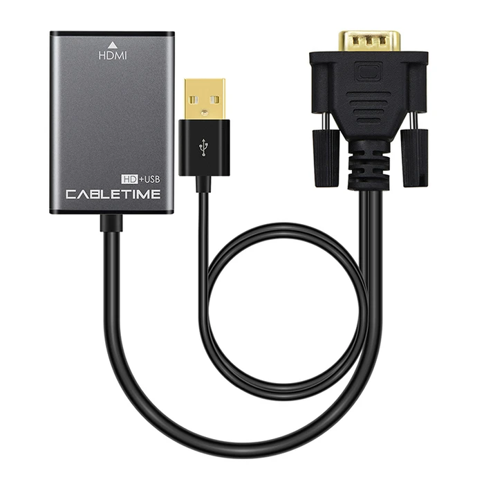 Αντάπτορας HDMI Cabletime σε VGA CT-VGAH με USB, 1080p, 0.15m, μαύρος