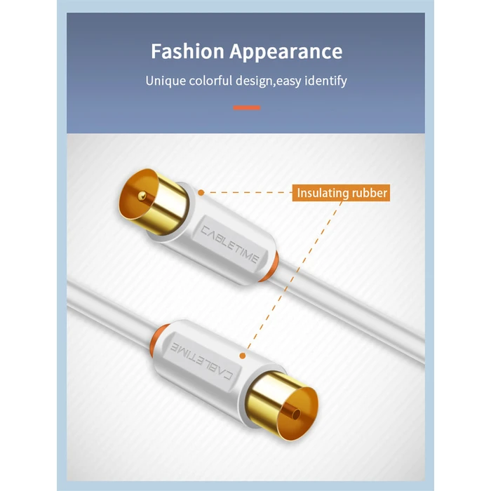 Καλώδιο Κεραίας Cabletime Ct-Av101, 75Ohm, 2M, Λευκό