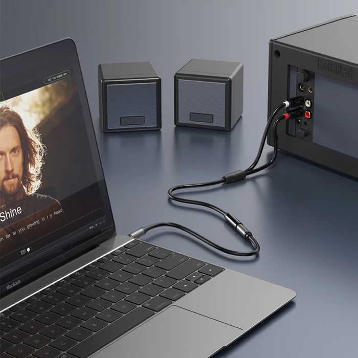 Καλώδιο Ήχου Cabletime 3.5mm σε 2x RCA CT-H12G, 20cm, μαύρο