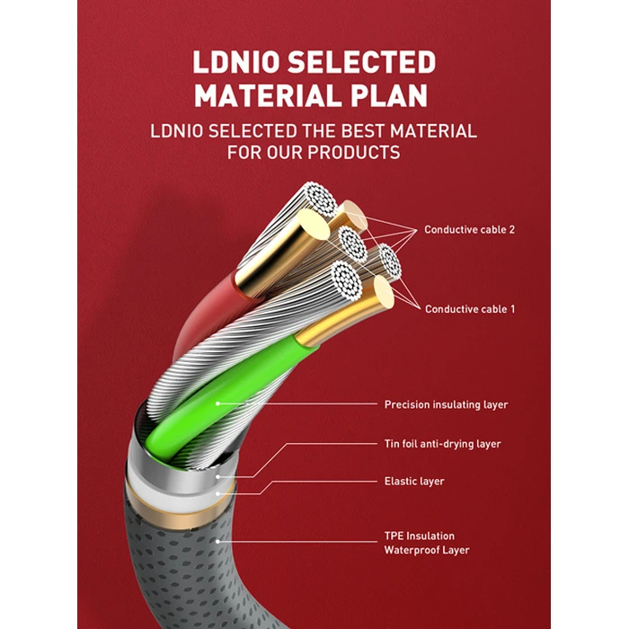 Καλώδιο Lightning Ldnio σε USB LS441, 12W, 1m, γκρι