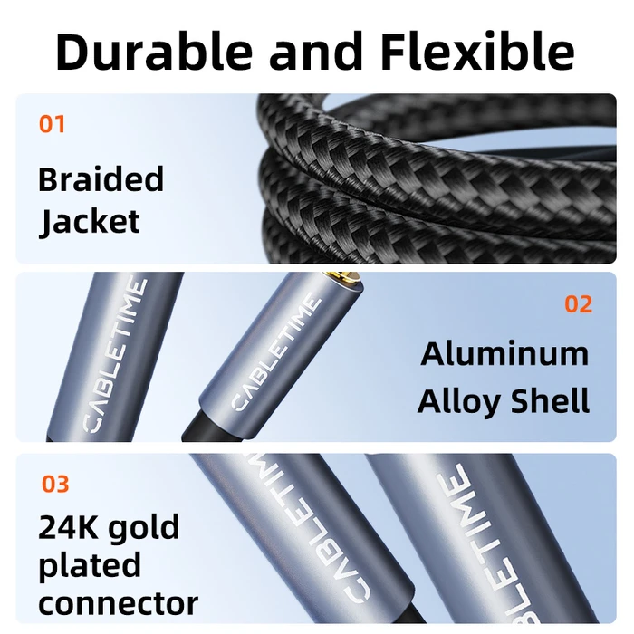 Καλώδιο Ήχου Cabletime 3.5mm σε 6.35mm CT-AV321-H11G, 2m, Μαύρο