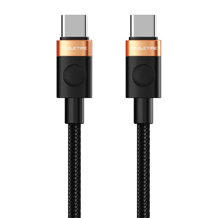 Cabletime Braided USB 2.0 Cable USB-C male - USB-C 60W Μαύρο 1m CT-CM60-AOB1