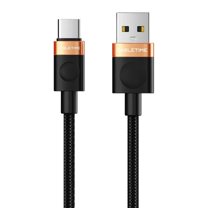 Cabletime Braided USB 2.0 Cable USB-C male - USB-A Μαύρο 1m CT-AMCM2A-AOB1