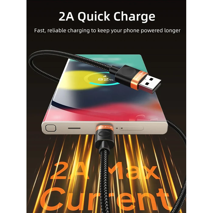 Cabletime Braided USB 2.0 Cable USB-C male - USB-A Μαύρο 1m CT-AMCM2A-AOB1